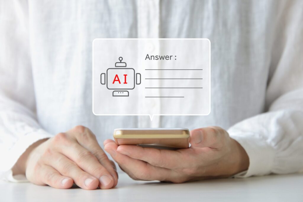 スマートフォンの画面にAIの回答が表示されているイメージ